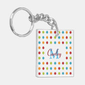 Multi-Colored Polka Dots Personalized Sleutelhanger (Voorkant Links)