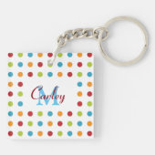 Multi-Colored Polka Dots Personalized Sleutelhanger (Achterkant)