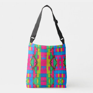 Multi-Colour African Kente Pink Black Lady Design Crossbody Tas