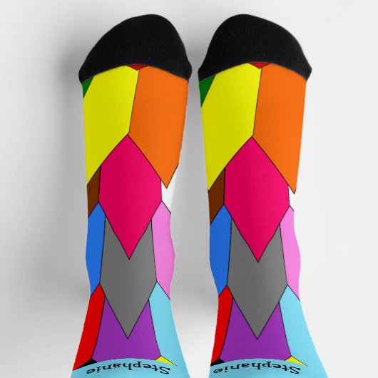 Multi Coloured Art Deco Design Socks Sokken (Top)