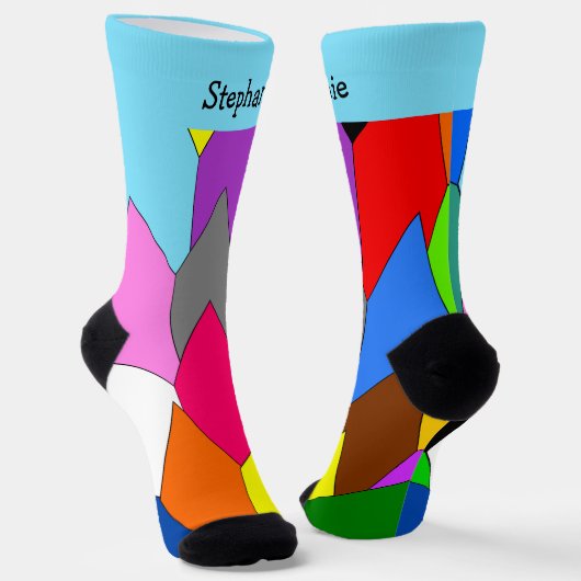 Multi Coloured Art Deco Design Socks Sokken (Gebogen)