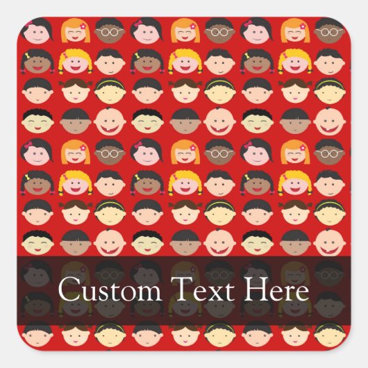 Multi-culturele kinderen vierkante sticker (Voorkant)