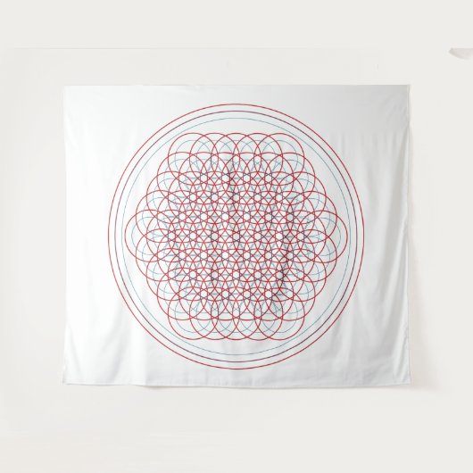 Multi-Dimensional Flower of Life Tapestry Wandkleed (Voorkant (horizontaal))