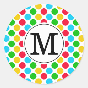 Multi Dot Aangepaste Monogram Golf Kleurrijke Stic Ronde Sticker