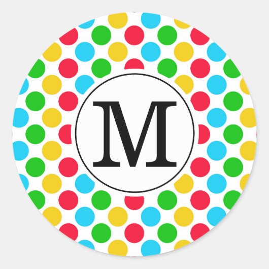 Multi Dot Custom Monogrammed Golf Kleurrijke Stick Ronde Sticker (Voorkant)