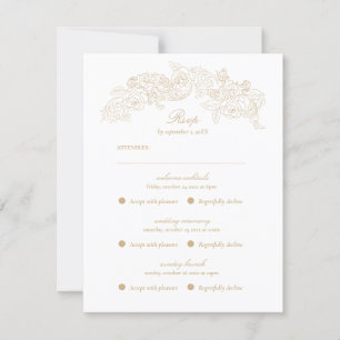 Multi Evenement  Champagne Gold Romantisch RSVP Kaartje
