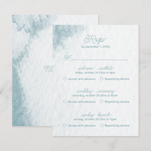 Multi evenement onder Zee grillige Waterverf stran RSVP Kaartje (Voorkant / Achterkant)