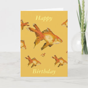 Multi fancy goudvis Happy Birthday Card Kaart