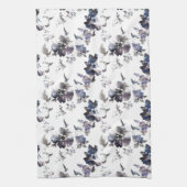 Multi Floral Paarse Waterverf keukenhanddoek (Verticaal)