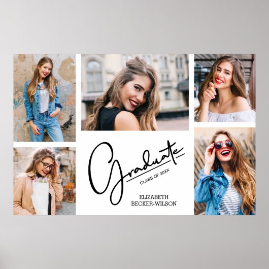 Multi-foto afstudeercadeau poster (Voorkant)