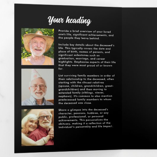 Multi-foto begrafenis / herdenking / viering van h drieluik programma (Binnenzijde eerst)