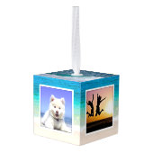 Multi-foto Christmas Keepsake Wood Ornament Cube (Achter hoekig)