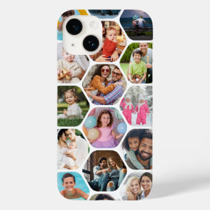 Multi Foto Collage Eenvoudig Modern Hexagoon Patro Case-Mate iPhone 14 Hoesje