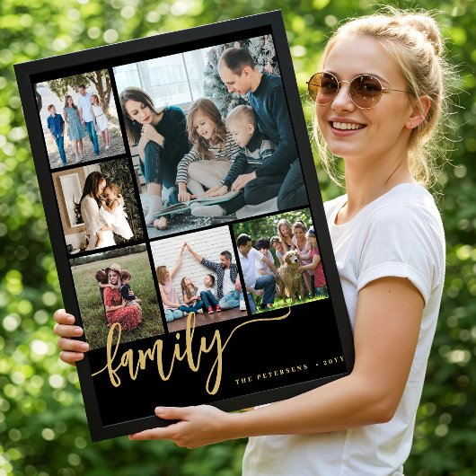Multi foto collage familie script modern poster