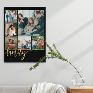 Multi foto collage familie script modern poster