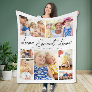 Multi Foto Collage Liefde Zoete Liefde Familie Fleece Deken