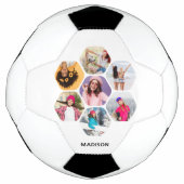Multi Foto Collage Moderne Persoonlijke Naam Voetbal (Voorkant)