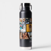 Multi Foto Collage Moderne Persoonlijke Naam Waterfles (Voorkant)