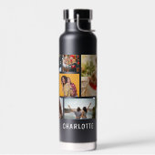 Multi Foto Collage Moderne Persoonlijke Naam Waterfles (Links)