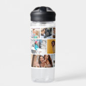Multi Foto Collage Moderne Persoonlijke Naam Waterfles (Voorkant)