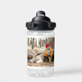 Multi Foto Collage Moderne Persoonlijke Naam Waterfles (Achterkant)