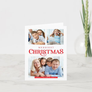 MULTI FOTO eenvoudig modern Merriest Kerst rood Feestdagen Kaart