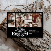 Multi foto Elegant Eerste Kerstdag verloofd Feestdagenkaart