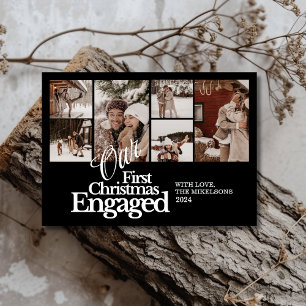 Multi foto Elegant Eerste Kerstdag verloofd Feestdagenkaart