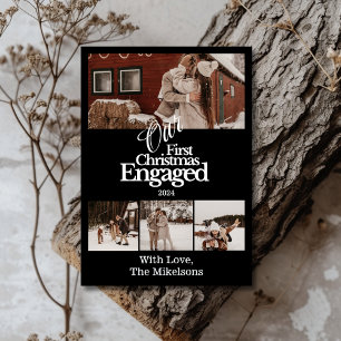 Multi foto Elegant Eerste Kerstdag verloofd Feestdagenkaart