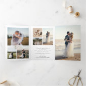 Multi foto elegant script bruiloft bedankkaart drieluik uitnodiging (Binnen)