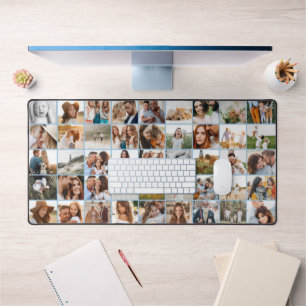 Multi foto familie cadeau Keepsake Blue Christmas Bureaumat