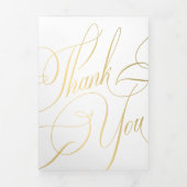 Multi foto gouden script bruiloft bedankkaart drieluik uitnodiging (Cover)