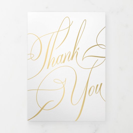 Multi foto gouden script bruiloft bedankkaart drieluik uitnodiging (Cover)