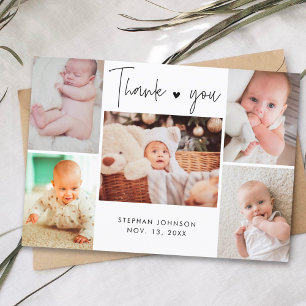 Multi foto hand-belettering Baby shower dank u Bedankkaart
