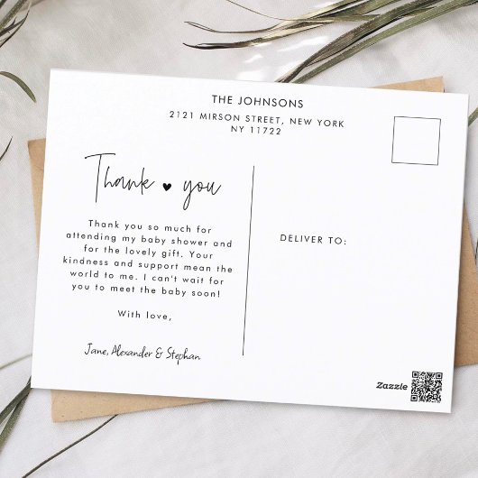 Multi foto hand-belettering Baby shower dank u Briefkaart