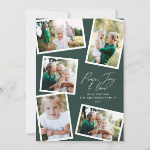 Multi foto modern elegant script groene partij feestdagenkaart