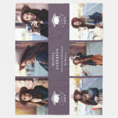 Multi-foto modern paars script afstuderen fleece deken (Voorkant)