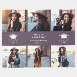 Multi-foto modern paars script afstuderen fleece deken