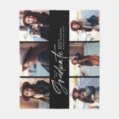 Multi-foto modern zwart-wit script afstuderen fleece deken (Voorkant)