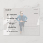 Multi Foto Navy Blue Afstuderen Invitation Briefkaart (Achterkant)