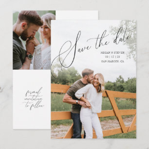 Multi Foto Romantic Scripted Save the Date Kaart