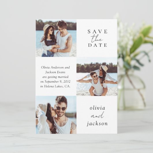 Multi Foto Script Bruiloft Save The Date (Staand voorkant)