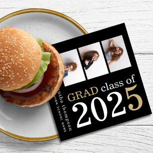 Multi-foto White Gold Text Black 2022 Afstuderen Servet