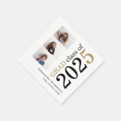 Multi foto Zwart Goud Tekst Wit 2025 Afstuderen Servet (Hoek)