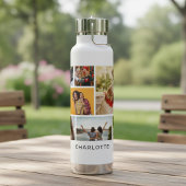 Multi-fotocollage met gepersonaliseerde naam waterfles