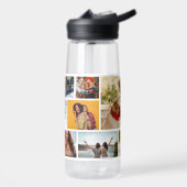 Multi-fotocollage Moderne Gepersonaliseerde Naam Waterfles (Links)