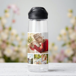 Multi-fotocollage Moderne Gepersonaliseerde Naam Waterfles