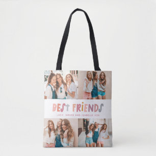 Multi foto's kleurrijke leuke typografie beste vri draagtas