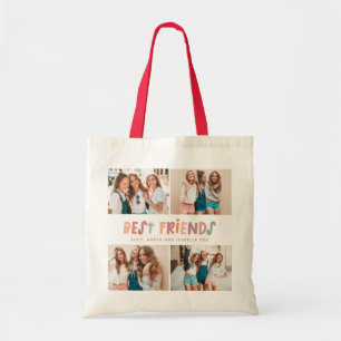 Multi foto's kleurrijke leuke typografie beste vri tote bag