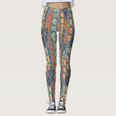 Multi gekleurd abstract blauwgroen, sinaasappel, b leggings (Voorkant)